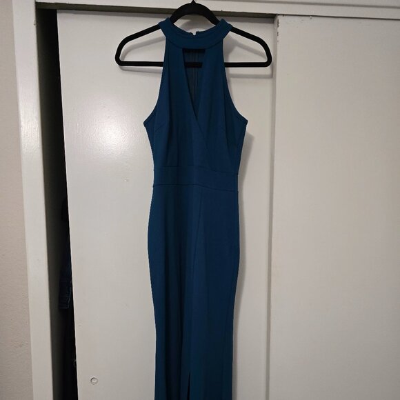 High Neck Sleeveless Split Bodycon Mermaid Evening Cocktail Dress - Picture 1 of 4
